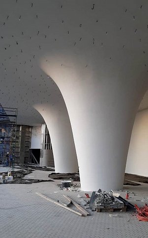Металлоконструкции колонн для навесной фасадной системы "Welcome-center" с многоуровневым паркингом, входящим в состав объекта "Генеральный план развития территории СКК "МРИЯ"" с. Оползневое