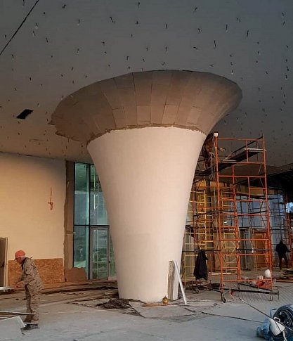 Металлоконструкции колонн для навесной фасадной системы "Welcome-center" с многоуровневым паркингом, входящим в состав объекта "Генеральный план развития территории СКК "МРИЯ"" с. Оползневое