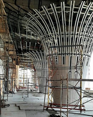 Металлоконструкции колонн для навесной фасадной системы "Welcome-center" с многоуровневым паркингом, входящим в состав объекта "Генеральный план развития территории СКК "МРИЯ"" с. Оползневое